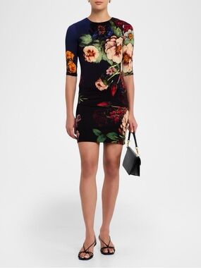 Alice + Olivia Black Floral Bodycon Mini Dress